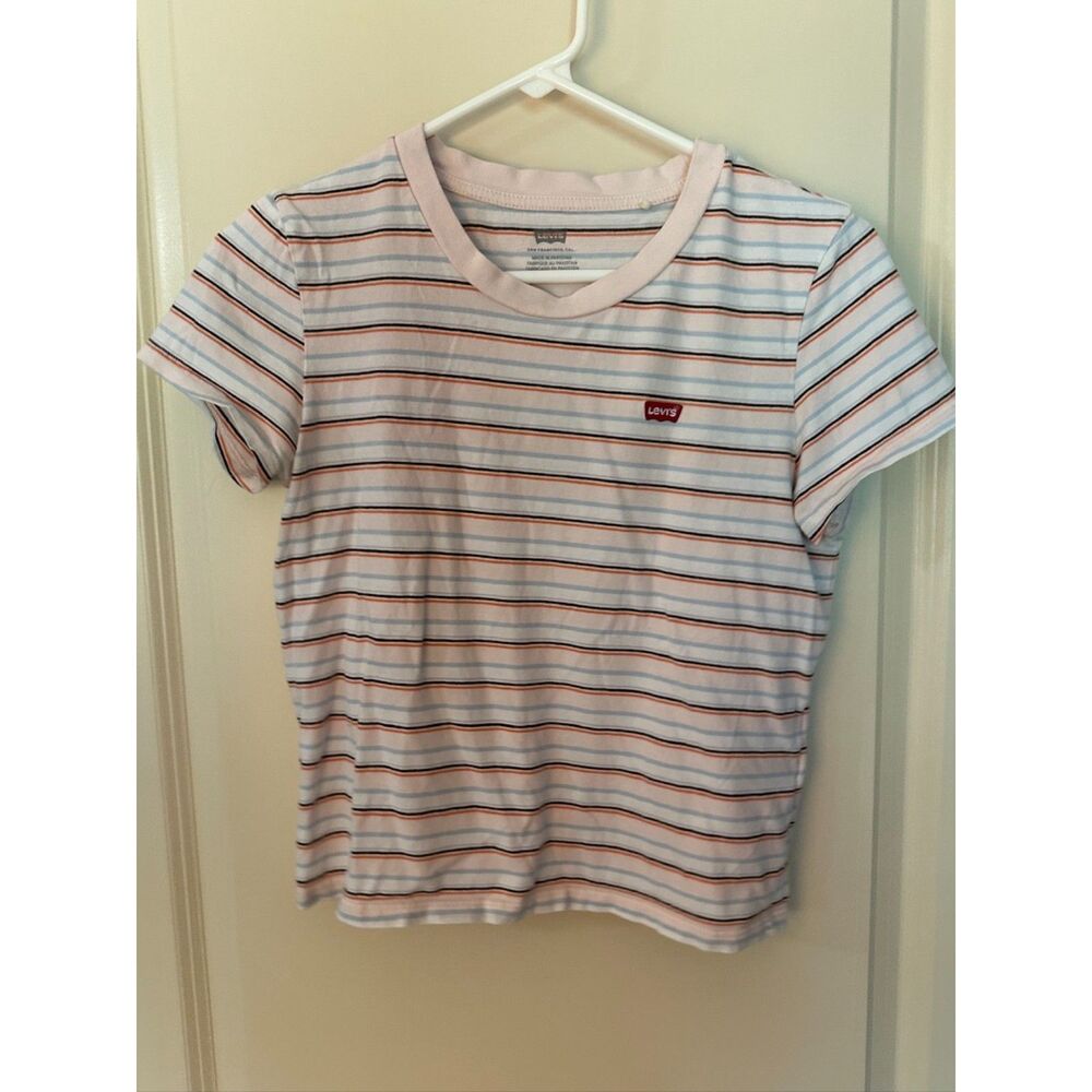 Levi's Sherbert Striped Babydoll Tee Shirt Women's Sz XS